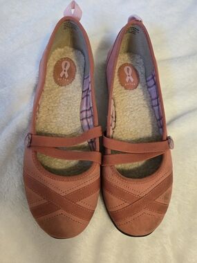 Privo Dusty Pink Mary Jane Flats with Shearling Footbed